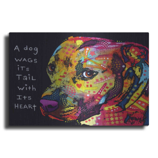 Luxe Metal Art 'Gratitude Pitbull' by Dean Russo, Metal Wall Art