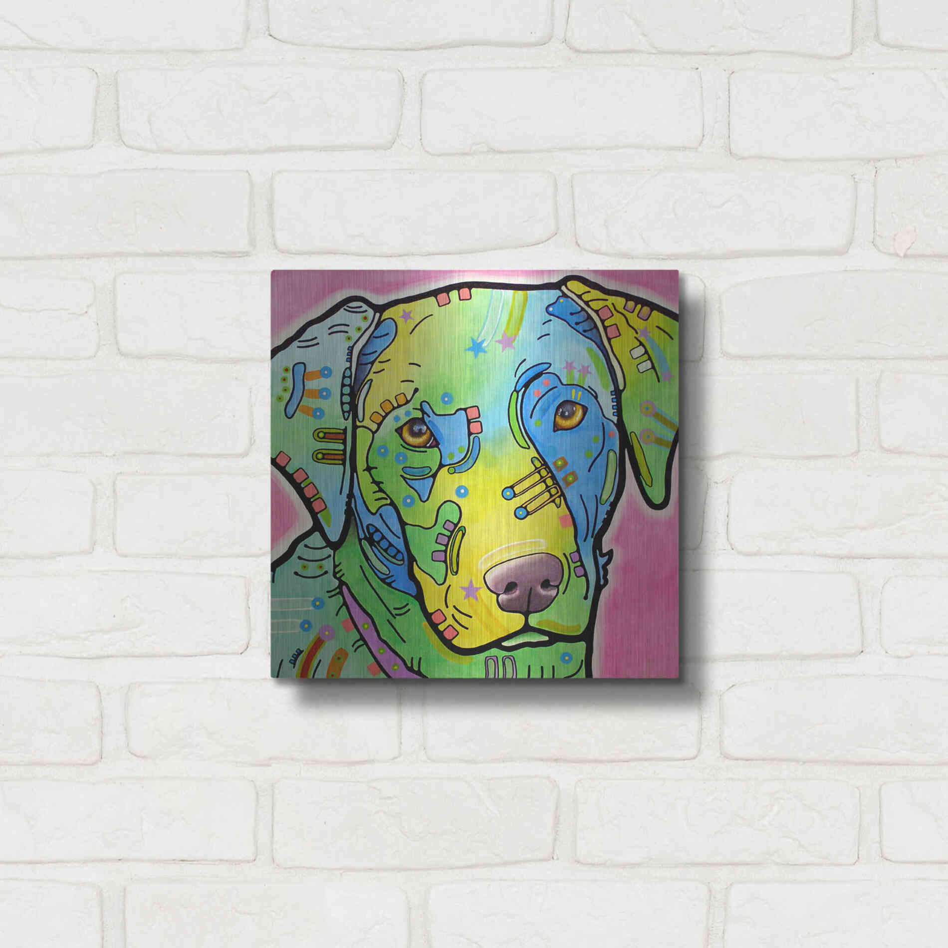 Luxe Metal Art 'Labrador' by Dean Russo, Metal Wall Art,12x12