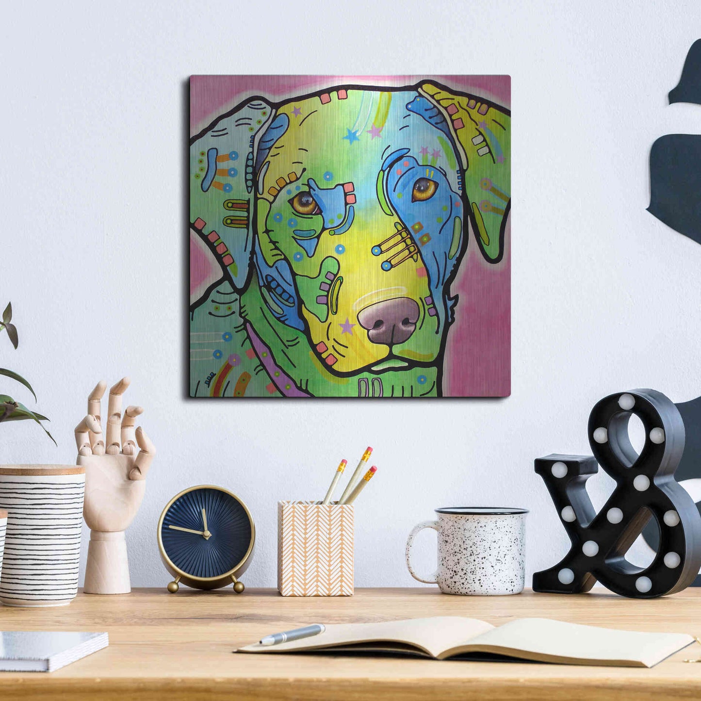 Luxe Metal Art 'Labrador' by Dean Russo, Metal Wall Art,12x12