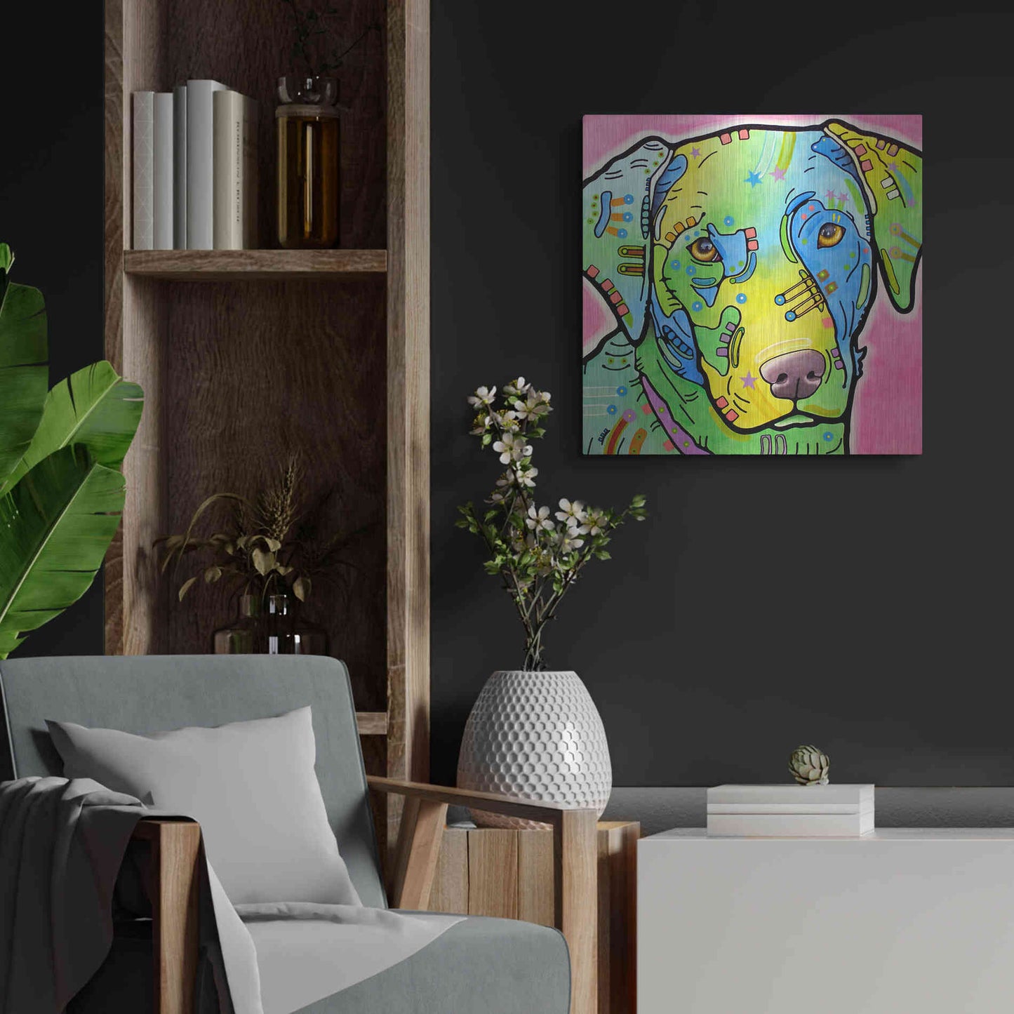 Luxe Metal Art 'Labrador' by Dean Russo, Metal Wall Art,24x24