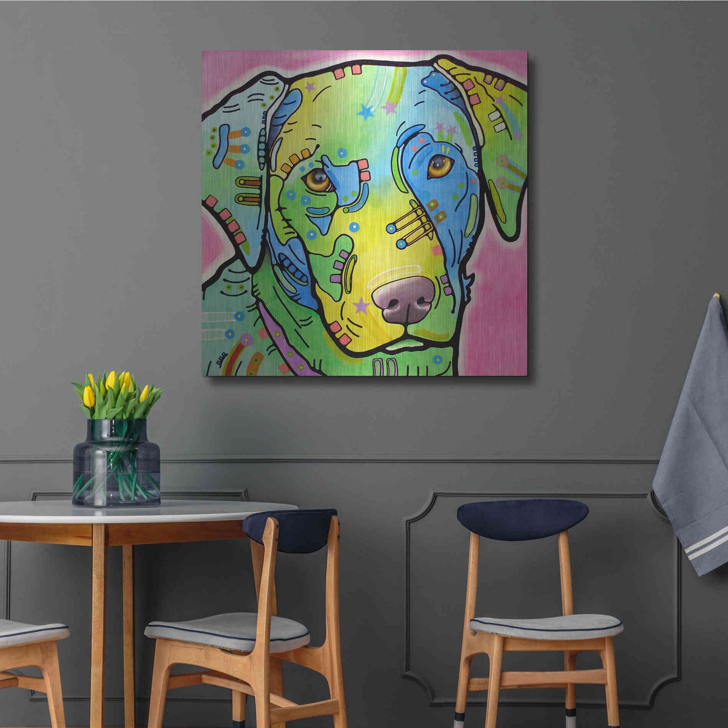 Luxe Metal Art 'Labrador' by Dean Russo, Metal Wall Art,36x36