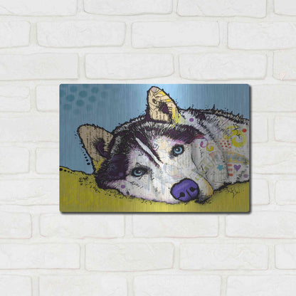 Luxe Metal Art 'Siberian Husky 2' by Dean Russo, Metal Wall Art,16x12