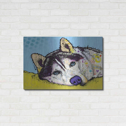 Luxe Metal Art 'Siberian Husky 2' by Dean Russo, Metal Wall Art,36x24