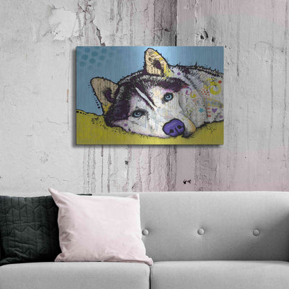 Luxe Metal Art 'Siberian Husky 2' by Dean Russo, Metal Wall Art,36x24