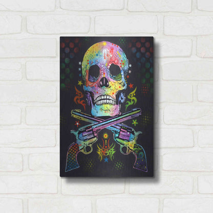 Luxe Metal Art 'Skull & Guns' by Dean Russo, Metal Wall Art,12x16