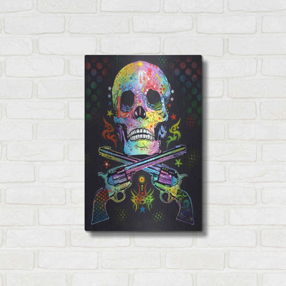 Luxe Metal Art 'Skull & Guns' by Dean Russo, Metal Wall Art,16x24
