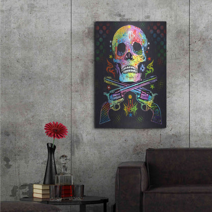 Luxe Metal Art 'Skull & Guns' by Dean Russo, Metal Wall Art,24x36