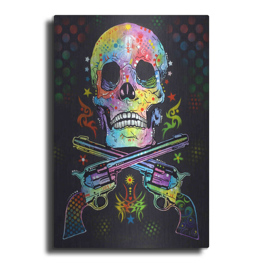 Luxe Metal Art 'Skull & Guns' by Dean Russo, Metal Wall Art