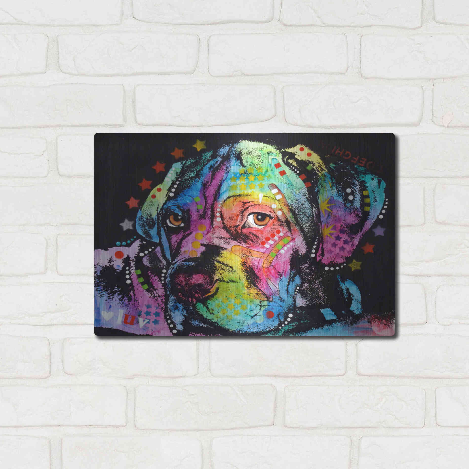 Luxe Metal Art 'Young Mastiff' by Dean Russo, Metal Wall Art,16x12