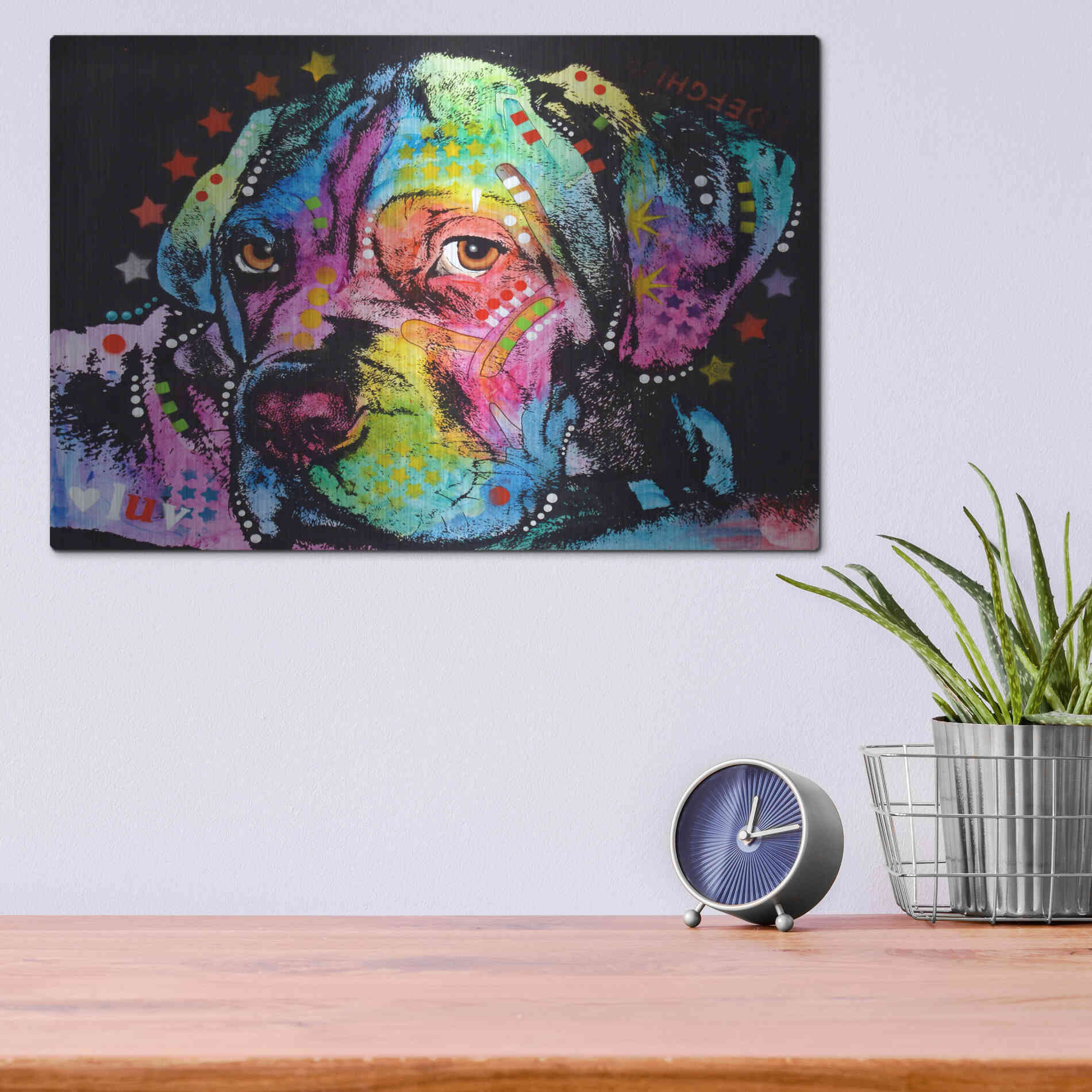 Luxe Metal Art 'Young Mastiff' by Dean Russo, Metal Wall Art,16x12