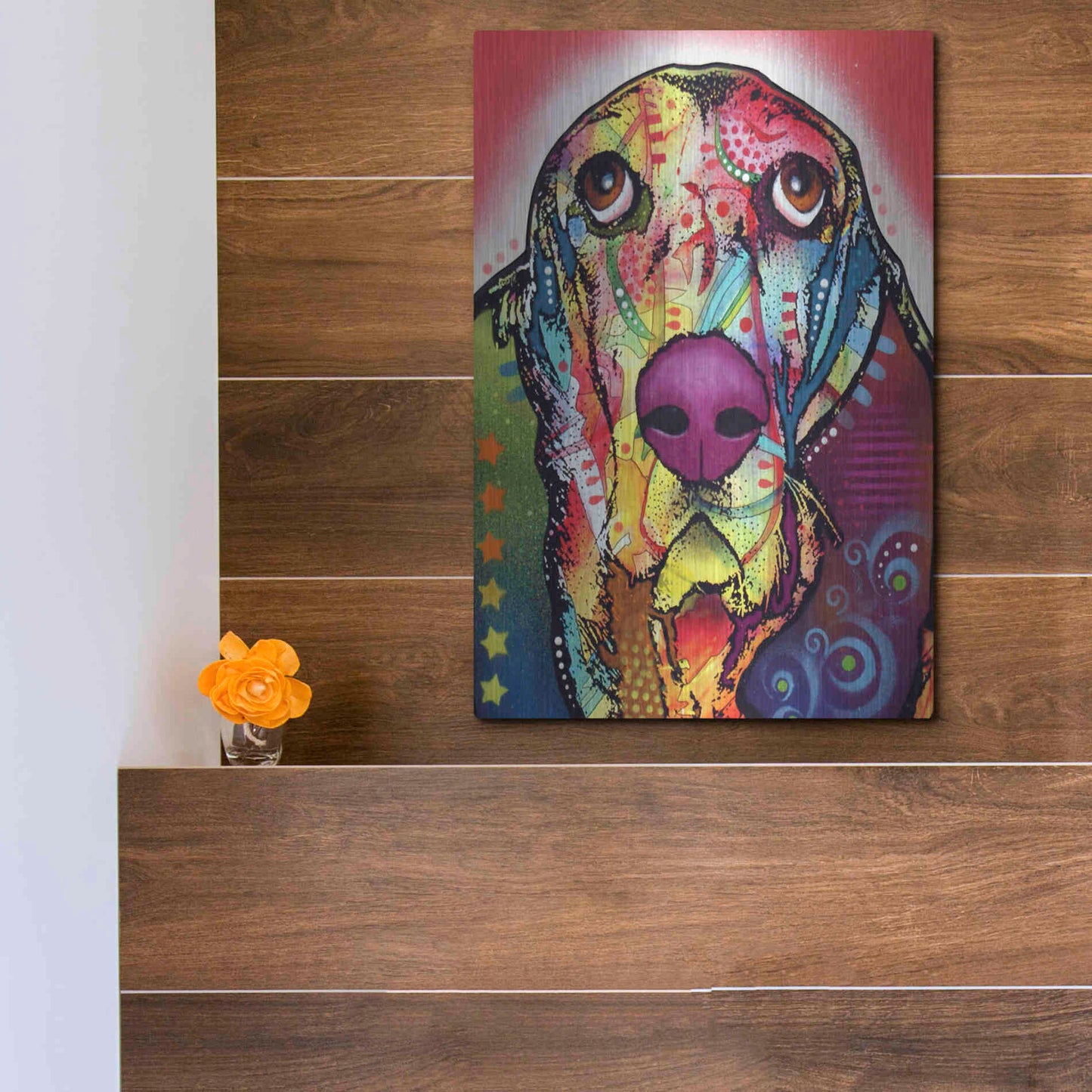 Luxe Metal Art 'Basset 1' by Dean Russo, Metal Wall Art,12x16