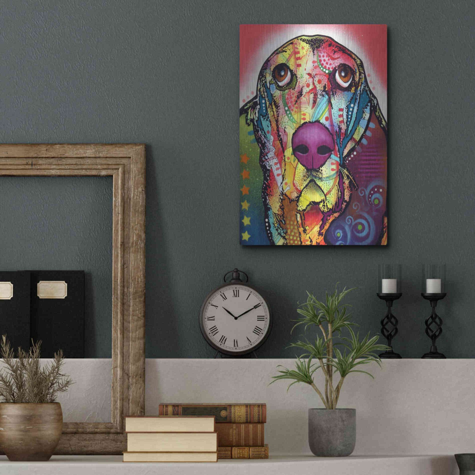 Luxe Metal Art 'Basset 1' by Dean Russo, Metal Wall Art,12x16