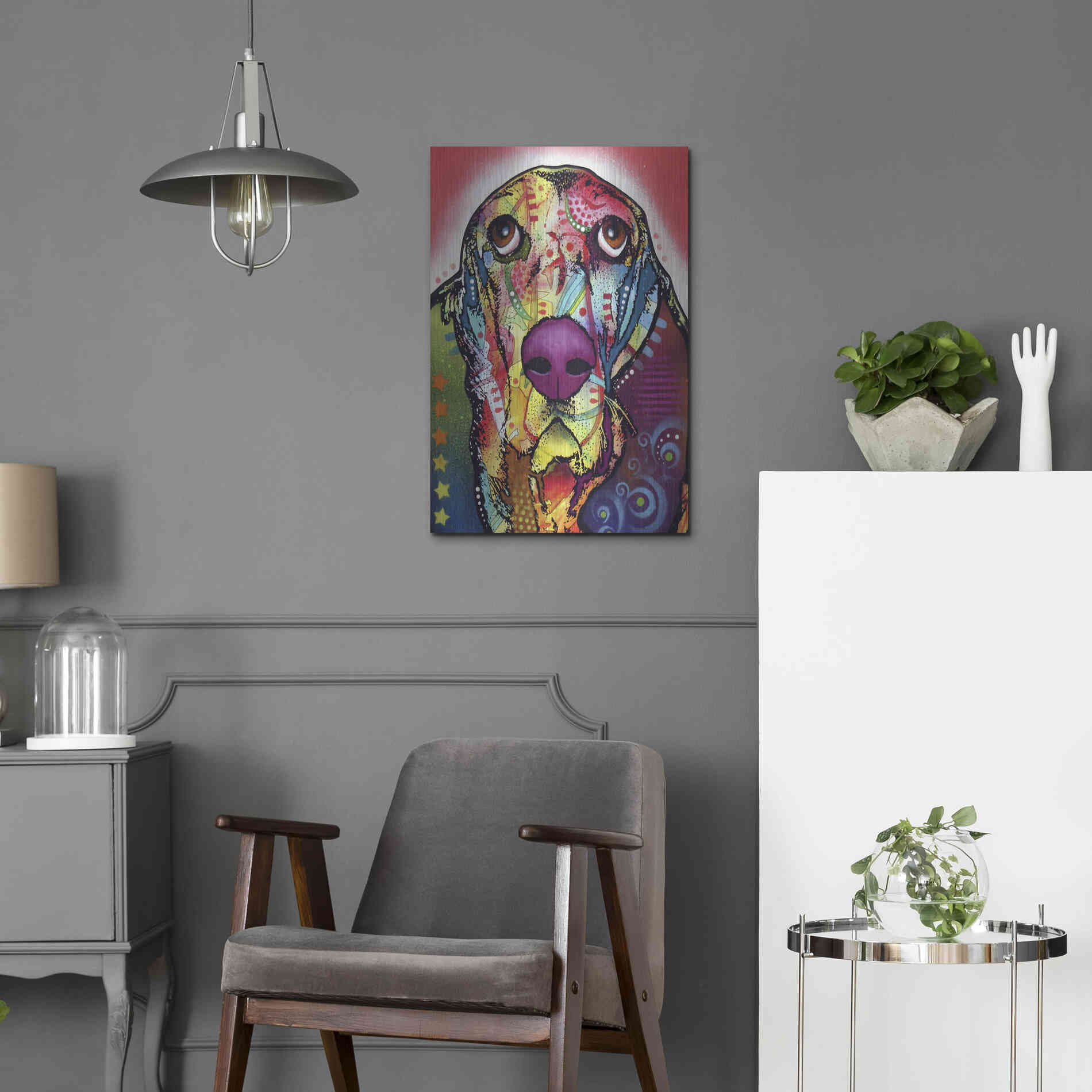 Luxe Metal Art 'Basset 1' by Dean Russo, Metal Wall Art,16x24