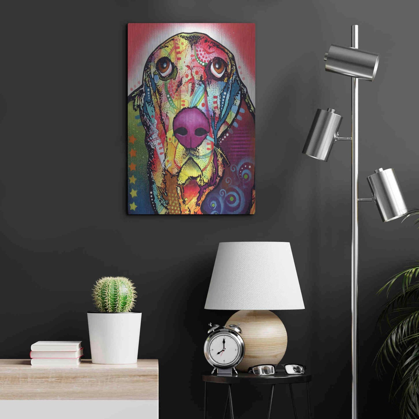 Luxe Metal Art 'Basset 1' by Dean Russo, Metal Wall Art,16x24