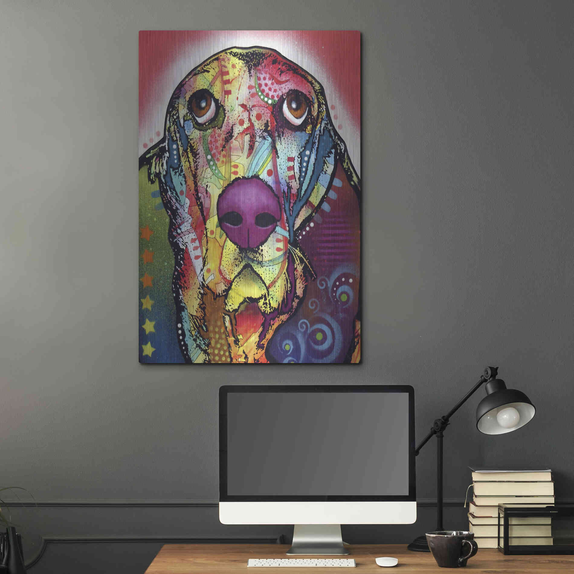 Luxe Metal Art 'Basset 1' by Dean Russo, Metal Wall Art,24x36