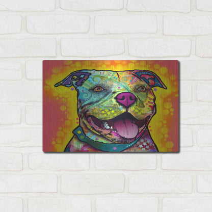 Luxe Metal Art 'Dewey Pit Bull' by Dean Russo, Metal Wall Art,16x12