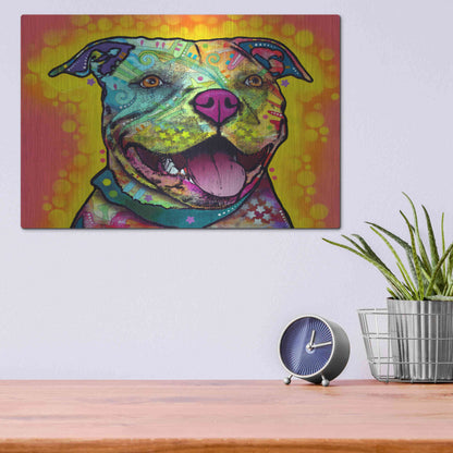 Luxe Metal Art 'Dewey Pit Bull' by Dean Russo, Metal Wall Art,16x12