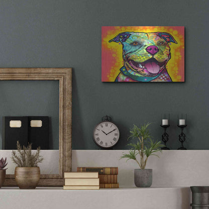 Luxe Metal Art 'Dewey Pit Bull' by Dean Russo, Metal Wall Art,16x12