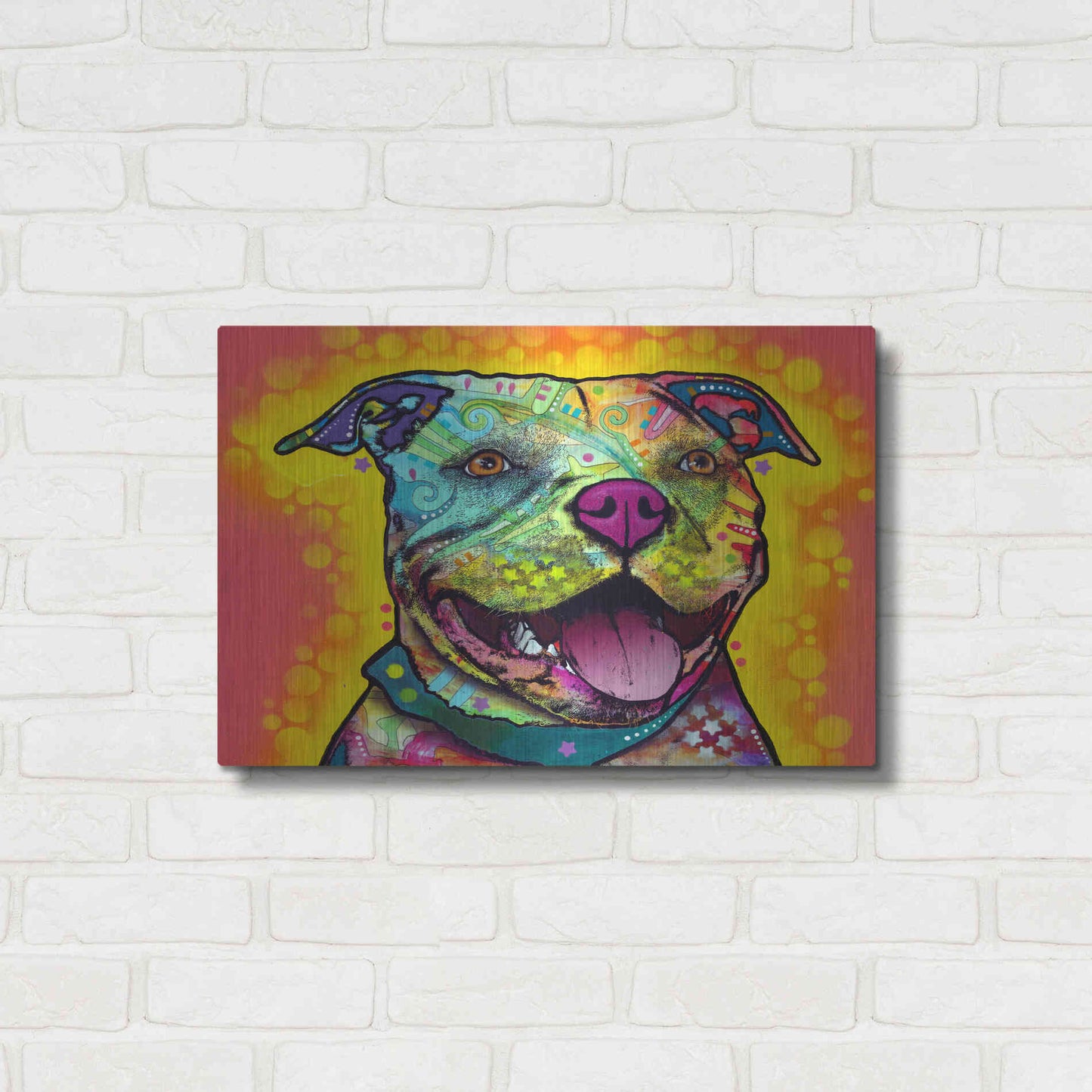 Luxe Metal Art 'Dewey Pit Bull' by Dean Russo, Metal Wall Art,24x16