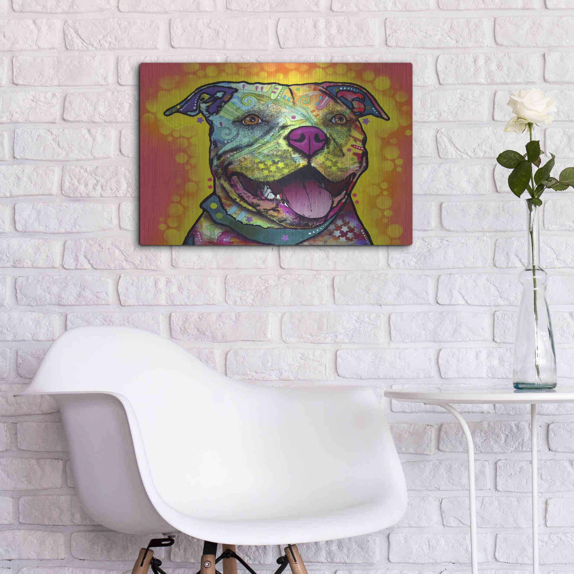 Luxe Metal Art 'Dewey Pit Bull' by Dean Russo, Metal Wall Art,24x16