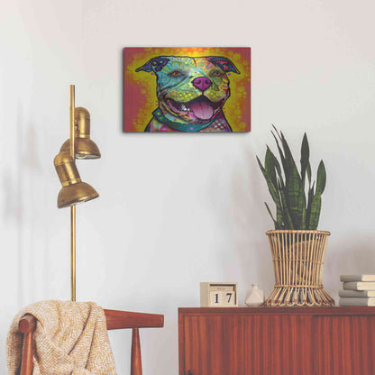 Luxe Metal Art 'Dewey Pit Bull' by Dean Russo, Metal Wall Art,24x16