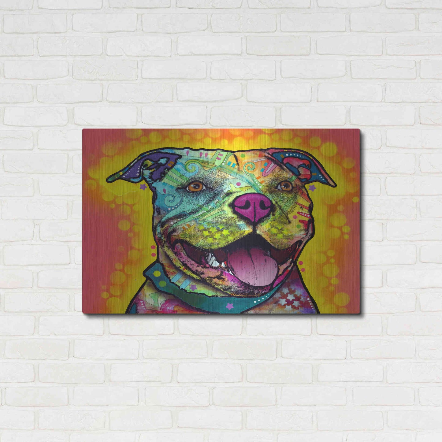 Luxe Metal Art 'Dewey Pit Bull' by Dean Russo, Metal Wall Art,36x24