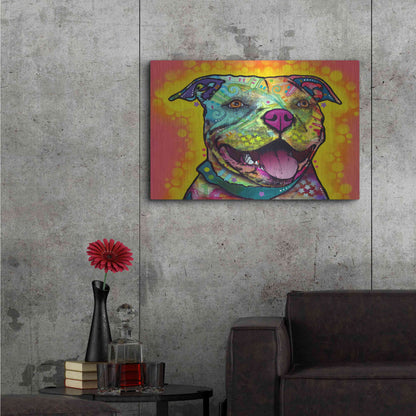 Luxe Metal Art 'Dewey Pit Bull' by Dean Russo, Metal Wall Art,36x24