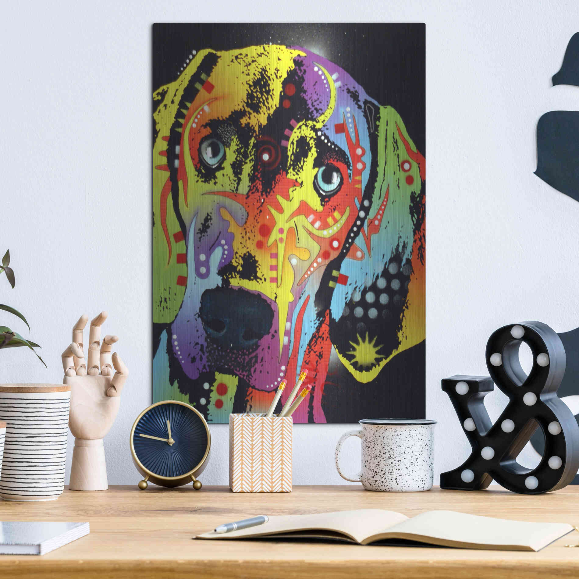 Luxe Metal Art 'Weimaraner' by Dean Russo, Metal Wall Art,12x16