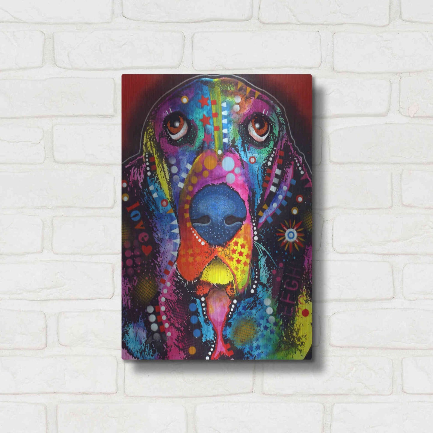 Luxe Metal Art 'Basset 2' by Dean Russo, Metal Wall Art,12x16