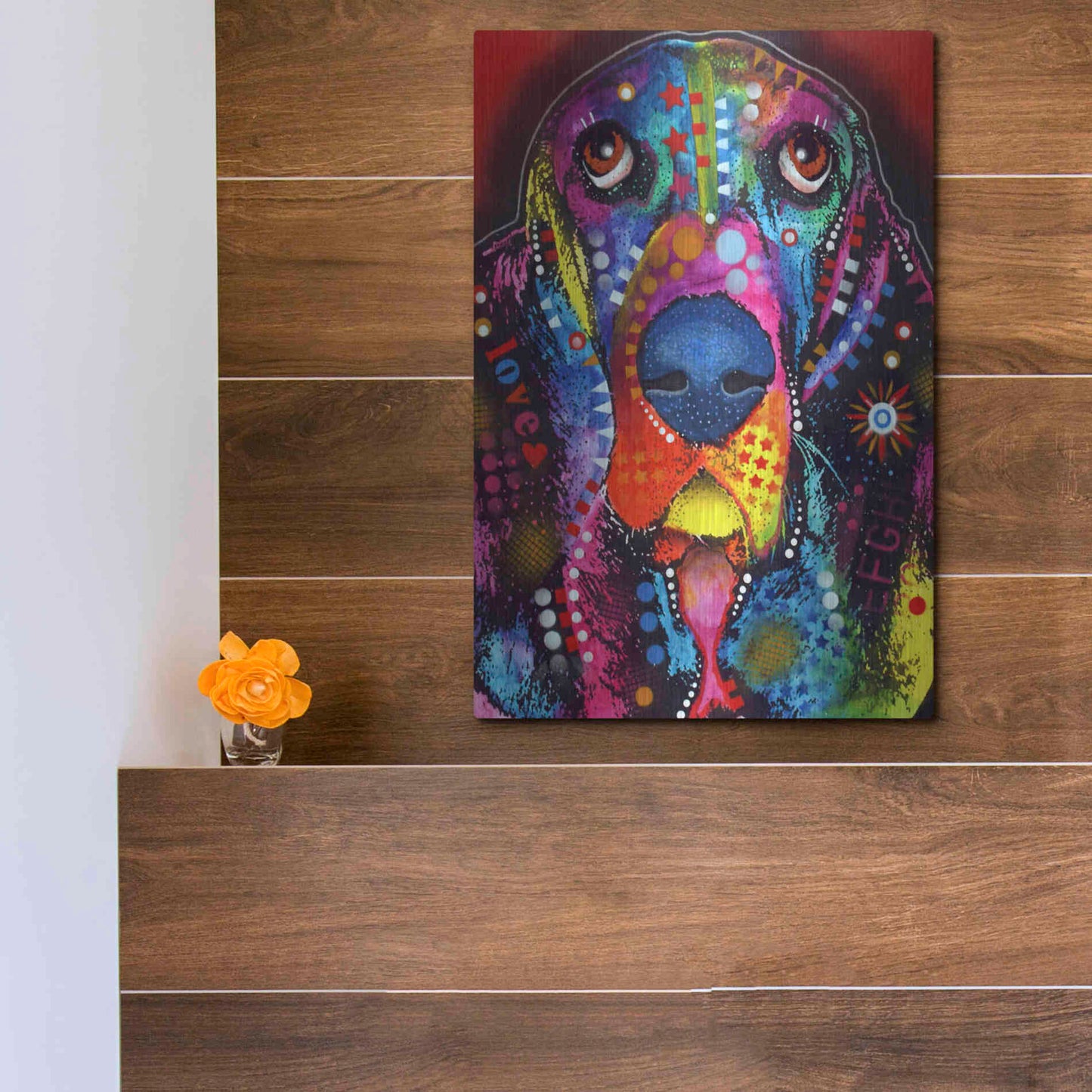 Luxe Metal Art 'Basset 2' by Dean Russo, Metal Wall Art,12x16