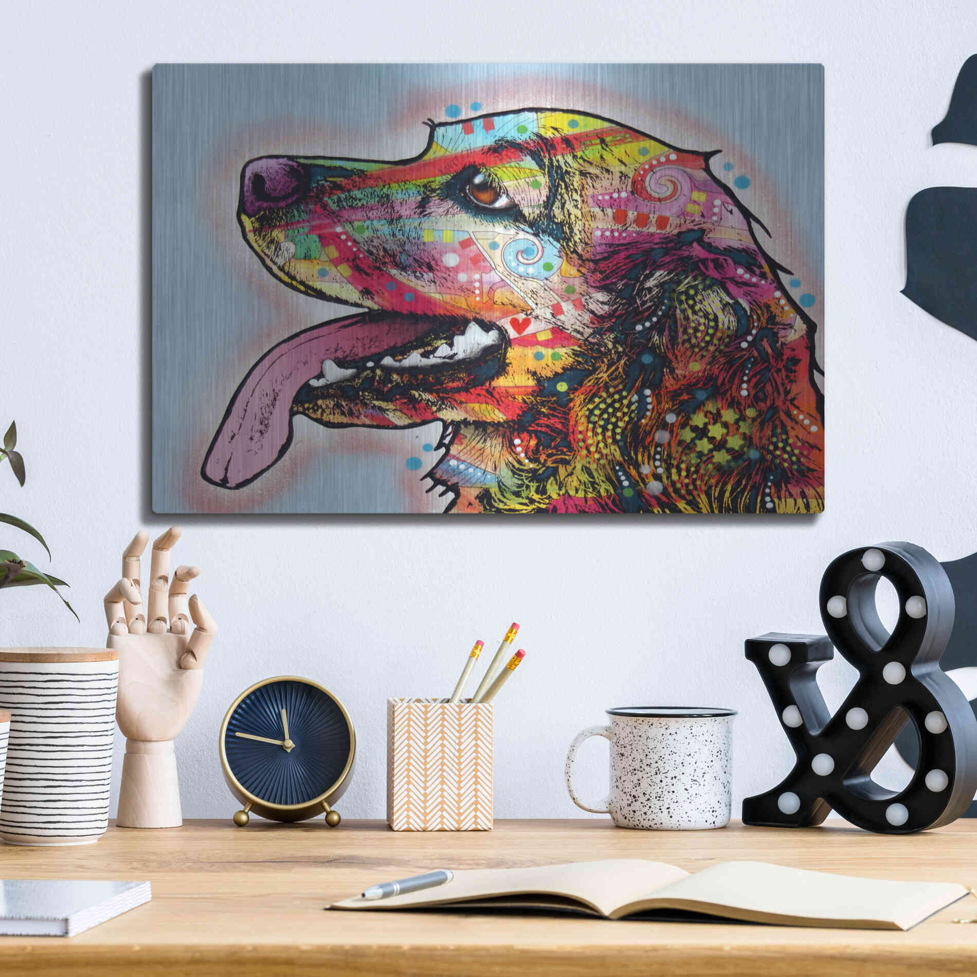 Luxe Metal Art 'Cocker Spaniel 1' by Dean Russo, Metal Wall Art,16x12