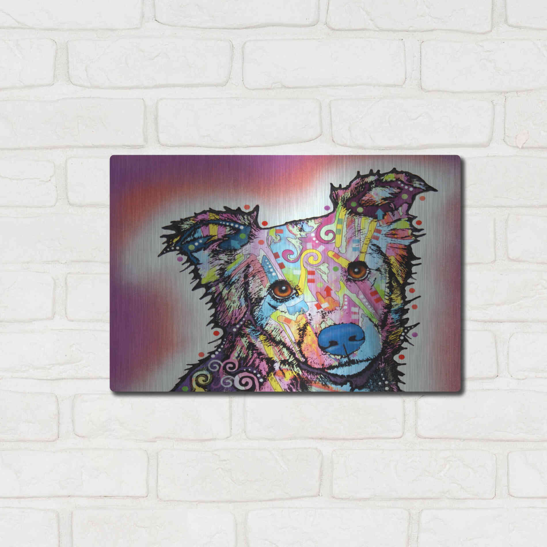 Luxe Metal Art 'Collied' by Dean Russo, Metal Wall Art,16x12