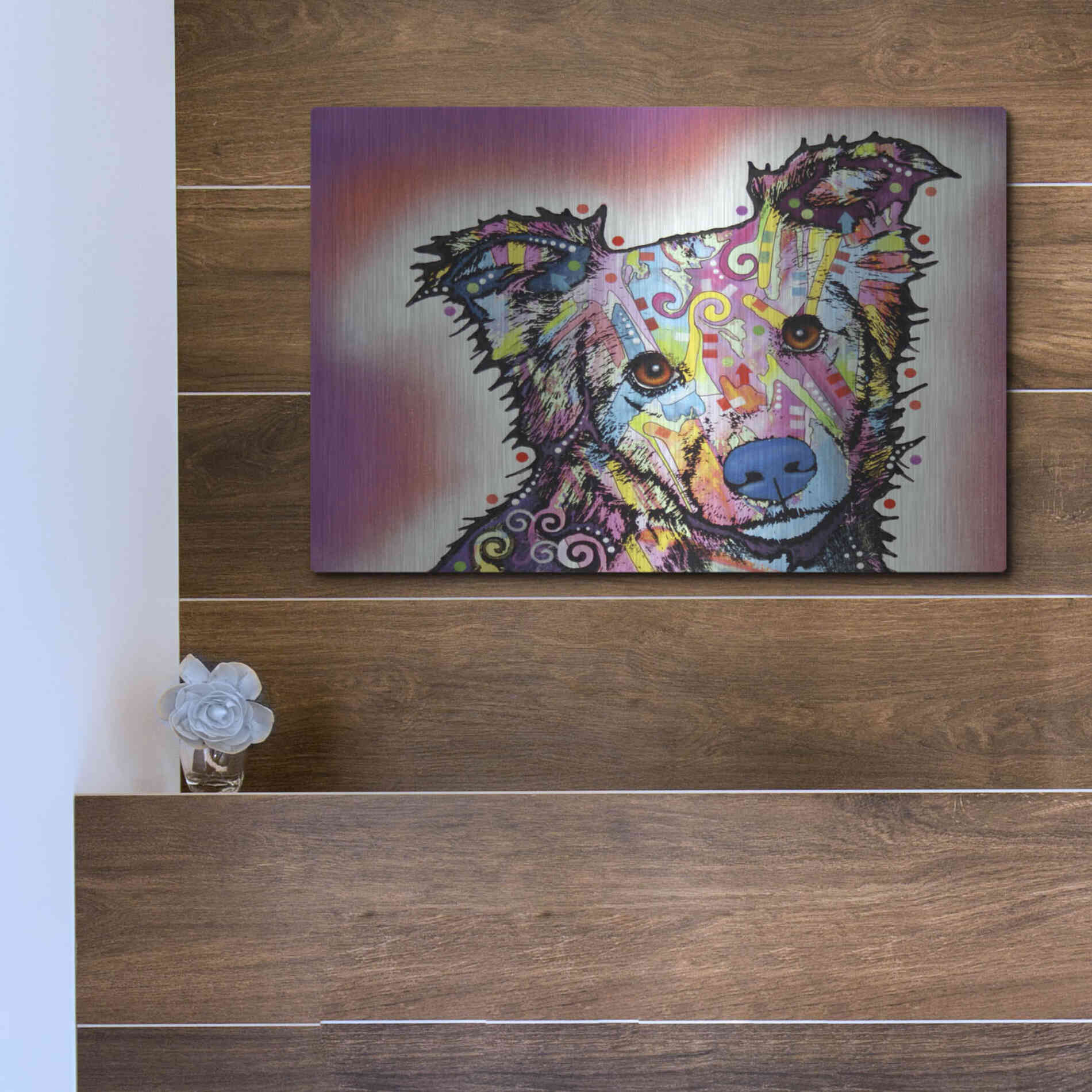 Luxe Metal Art 'Collied' by Dean Russo, Metal Wall Art,16x12