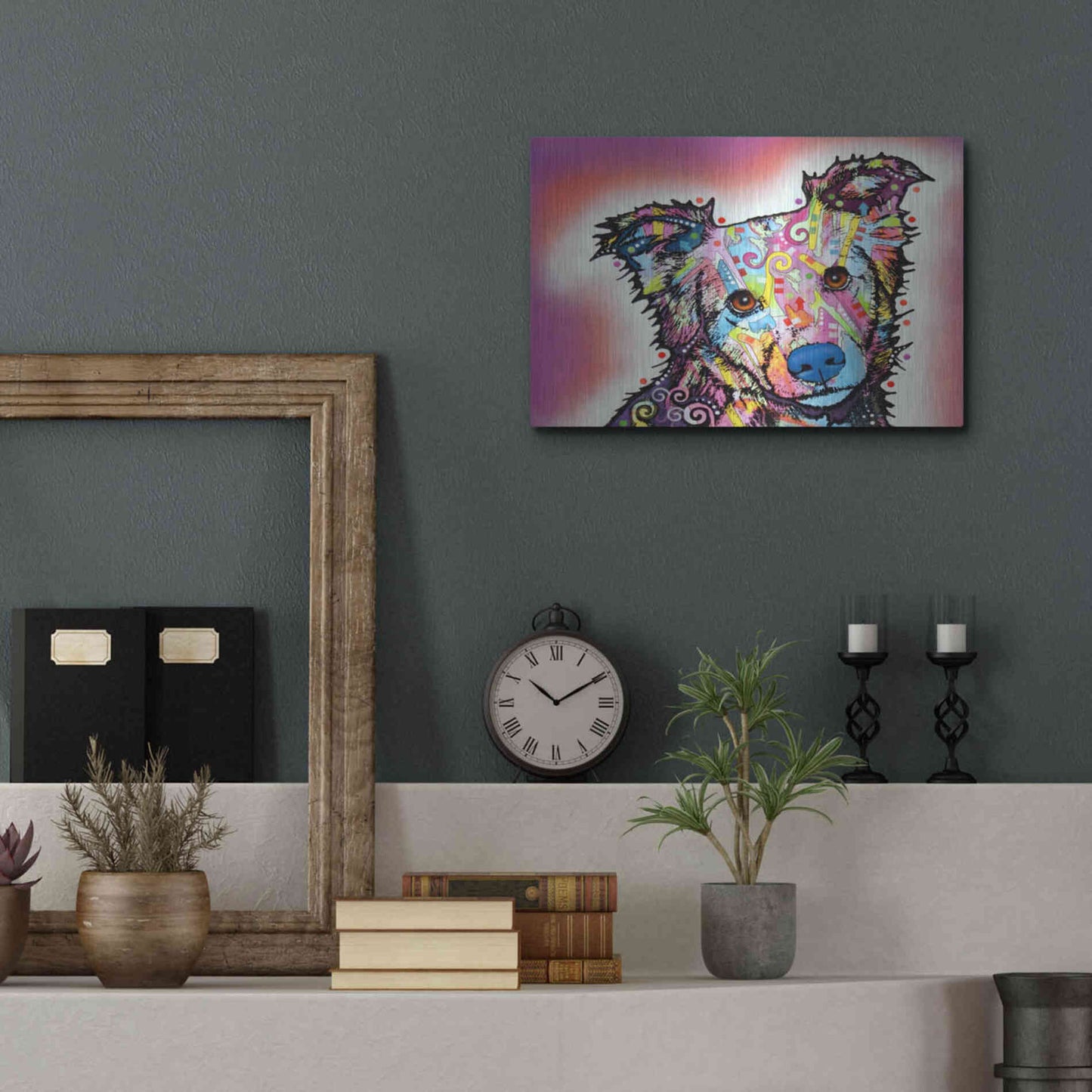 Luxe Metal Art 'Collied' by Dean Russo, Metal Wall Art,16x12