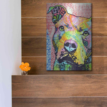 Luxe Metal Art 'Thoughtful Pit Bull This Years Love 2013 Part 1' by Dean Russo, Metal Wall Art,12x16