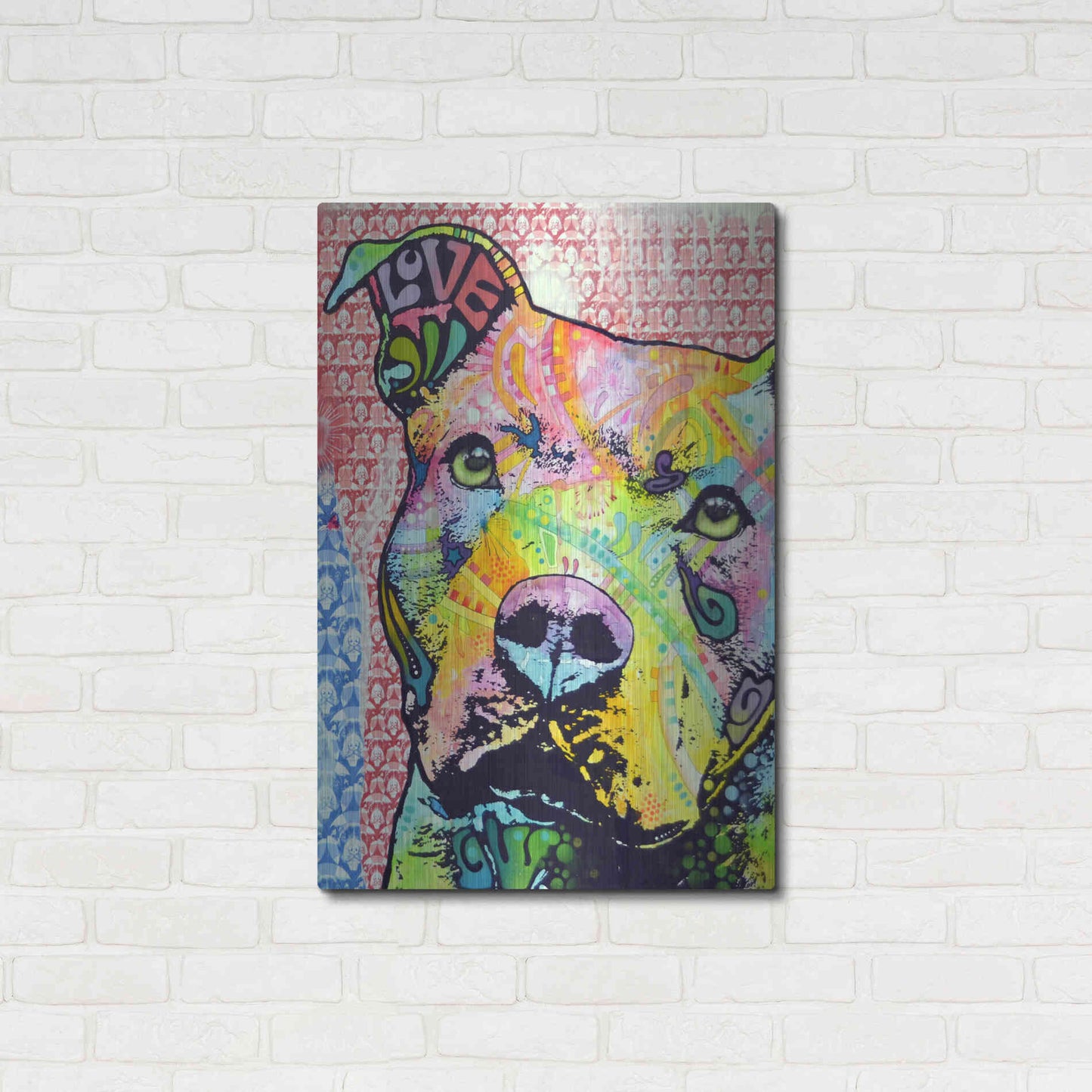 Luxe Metal Art 'Thoughtful Pit Bull This Years Love 2013 Part 1' by Dean Russo, Metal Wall Art,24x36