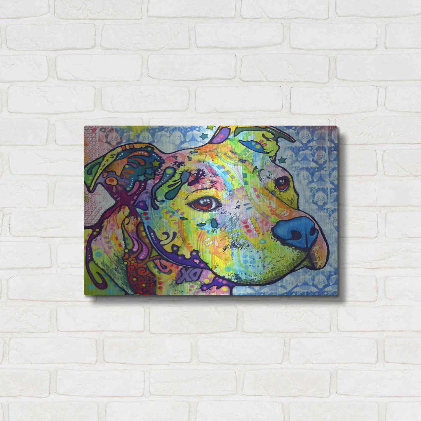 Luxe Metal Art 'Thoughtful Pit Bull This Years Love 2013 Part 2' by Dean Russo, Metal Wall Art,24x16