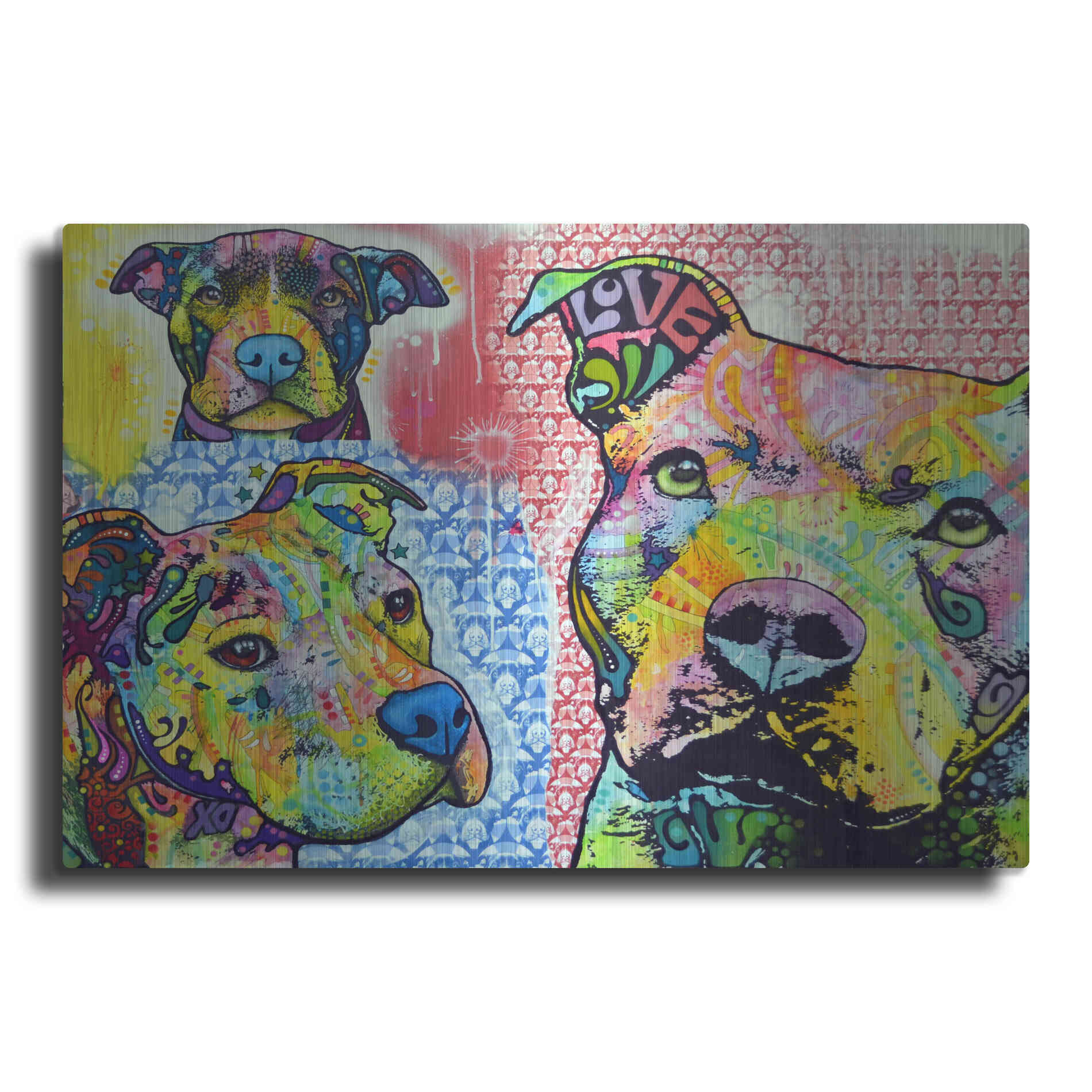 Luxe Metal Art 'Thoughtful Pit Bull This Years Love 2013 Part 3' by Dean Russo, Metal Wall Art