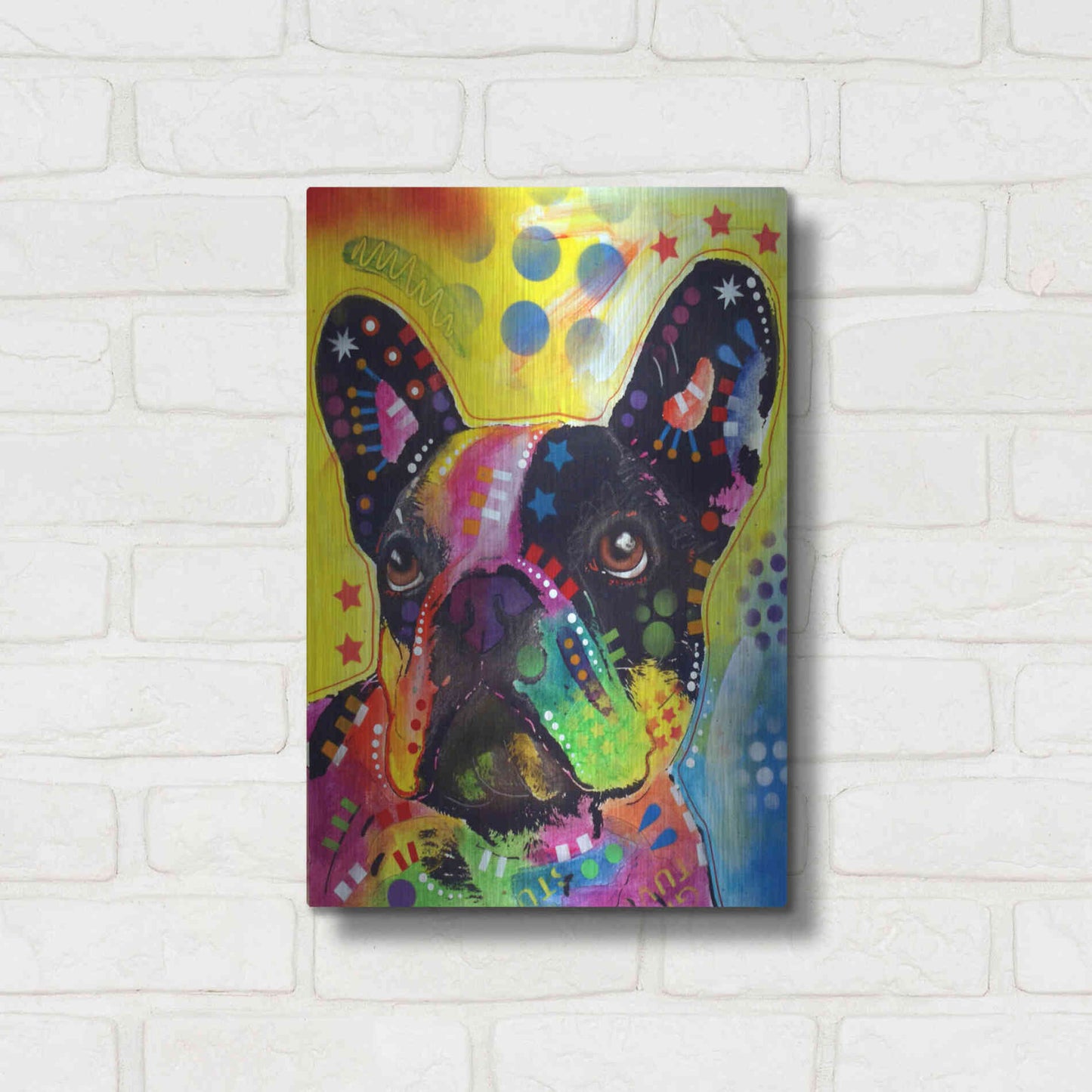 Luxe Metal Art 'French Bulldog 2' by Dean Russo, Metal Wall Art,12x16