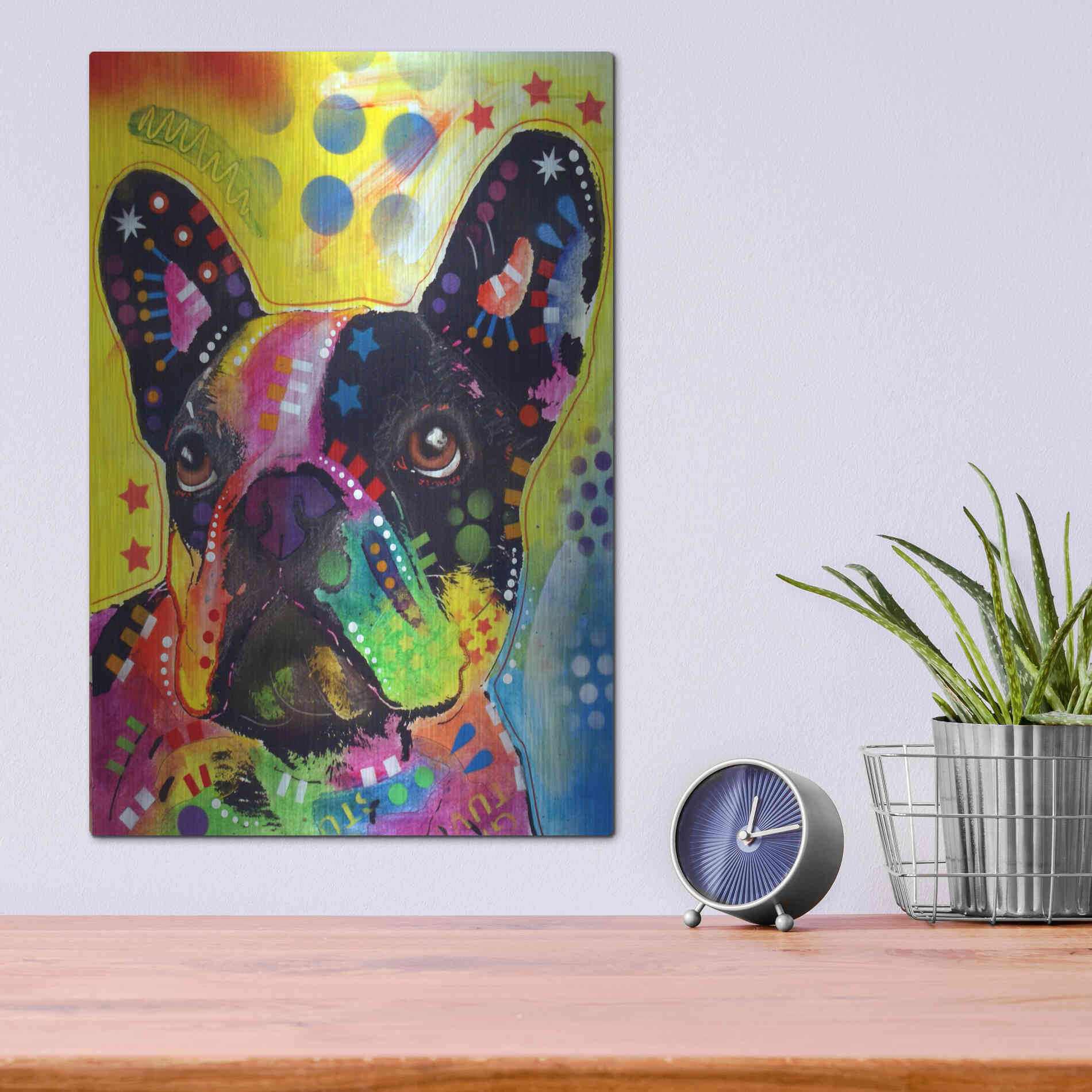 Luxe Metal Art 'French Bulldog 2' by Dean Russo, Metal Wall Art,12x16