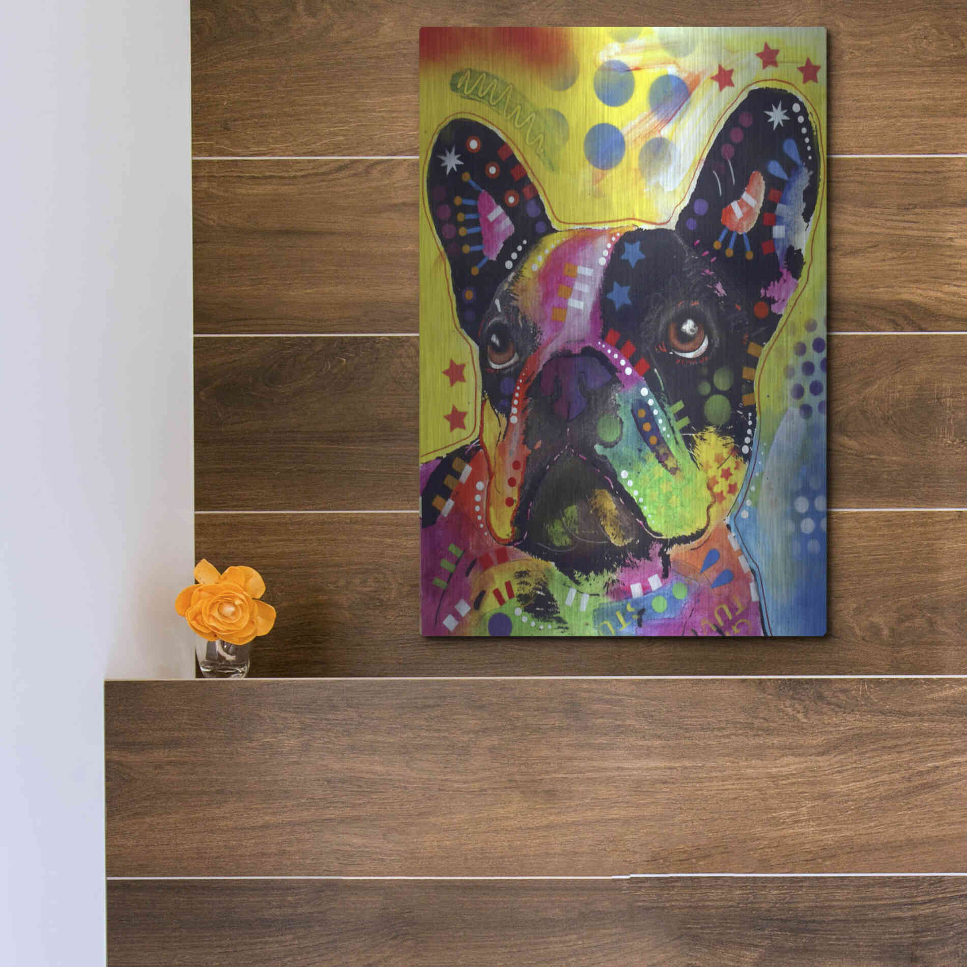 Luxe Metal Art 'French Bulldog 2' by Dean Russo, Metal Wall Art,12x16