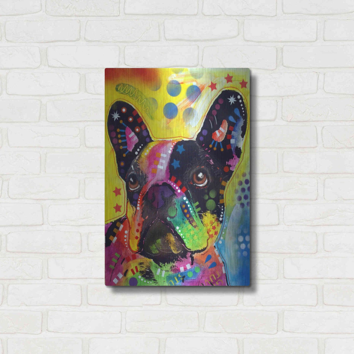 Luxe Metal Art 'French Bulldog 2' by Dean Russo, Metal Wall Art,16x24