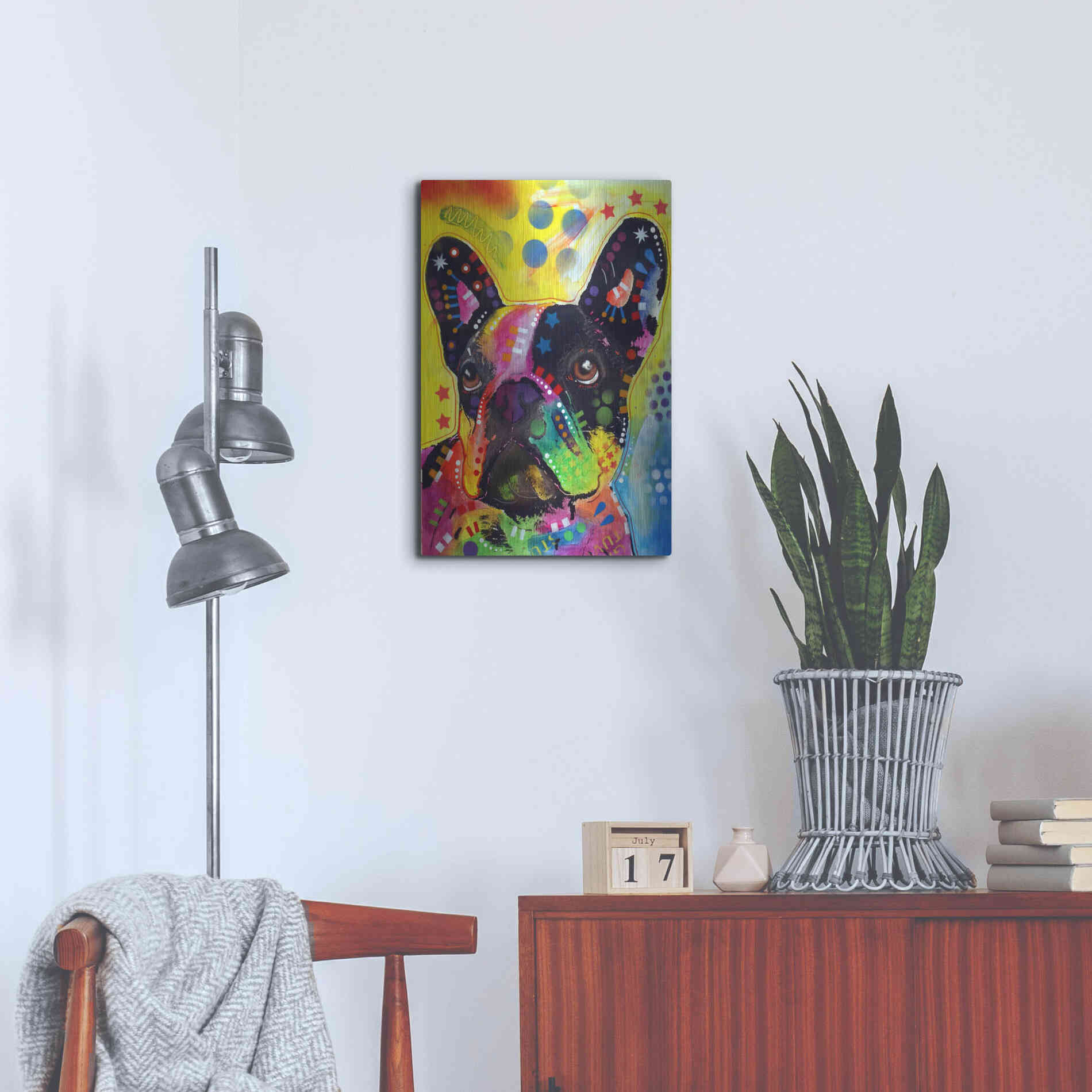 Luxe Metal Art 'French Bulldog 2' by Dean Russo, Metal Wall Art,16x24