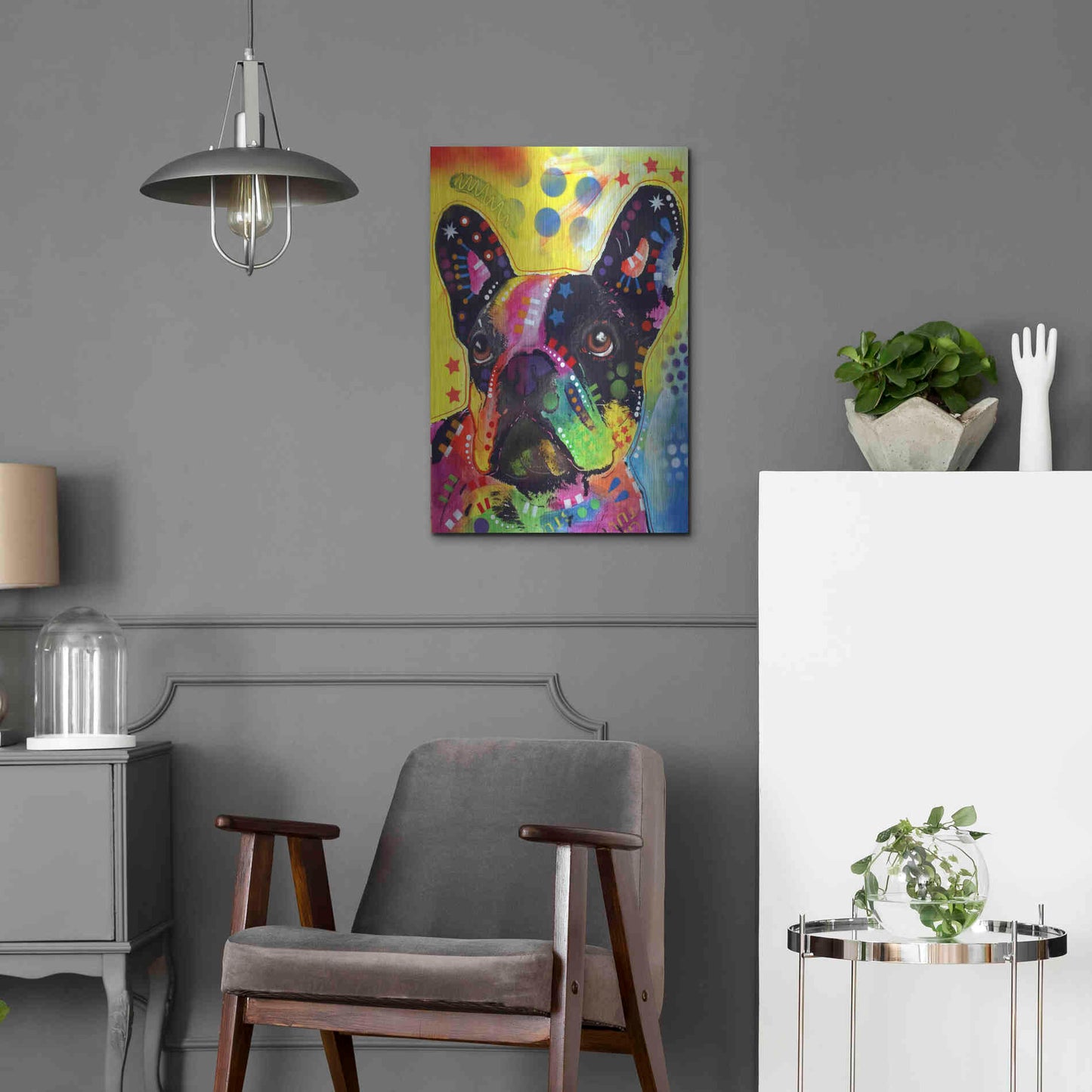 Luxe Metal Art 'French Bulldog 2' by Dean Russo, Metal Wall Art,16x24