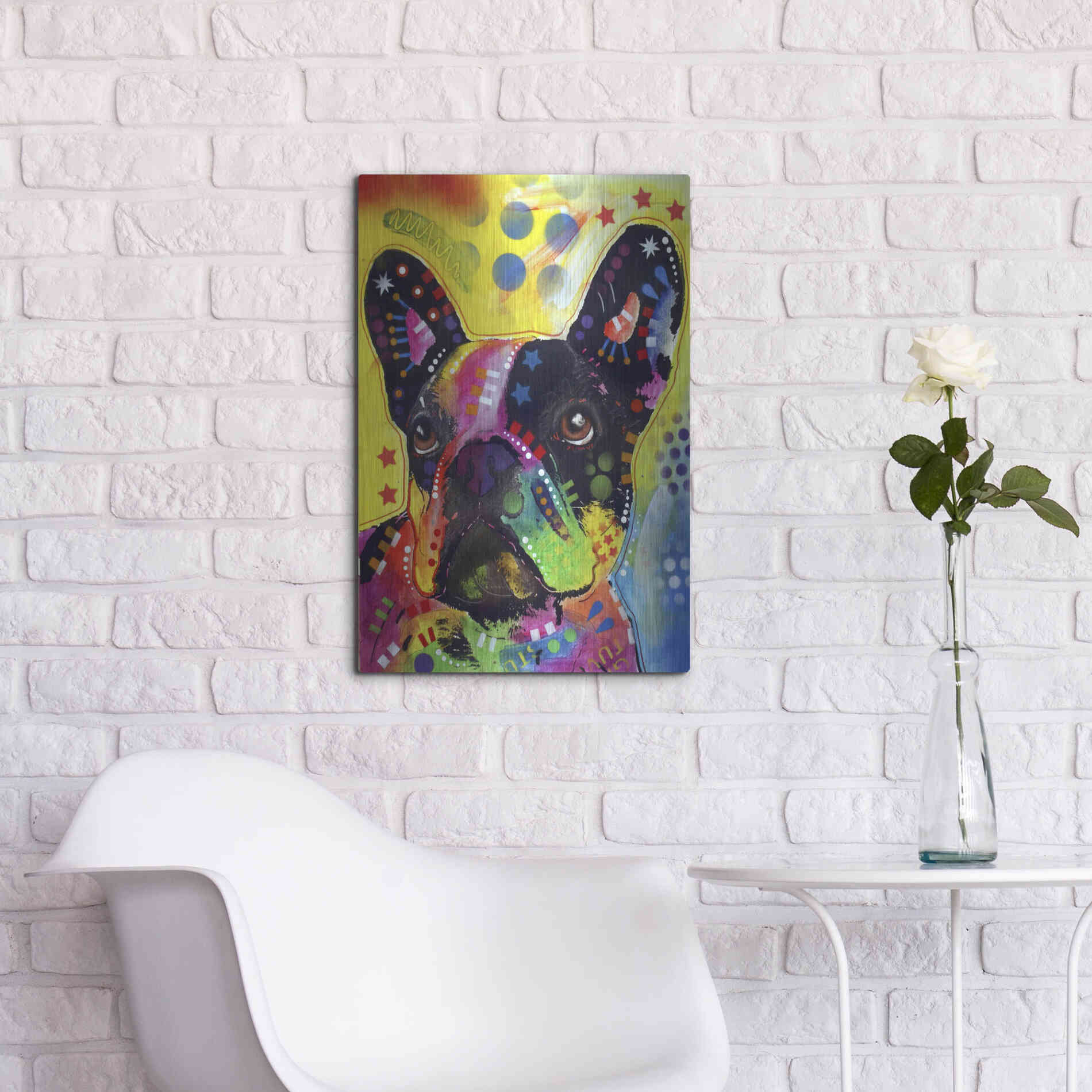 Luxe Metal Art 'French Bulldog 2' by Dean Russo, Metal Wall Art,16x24