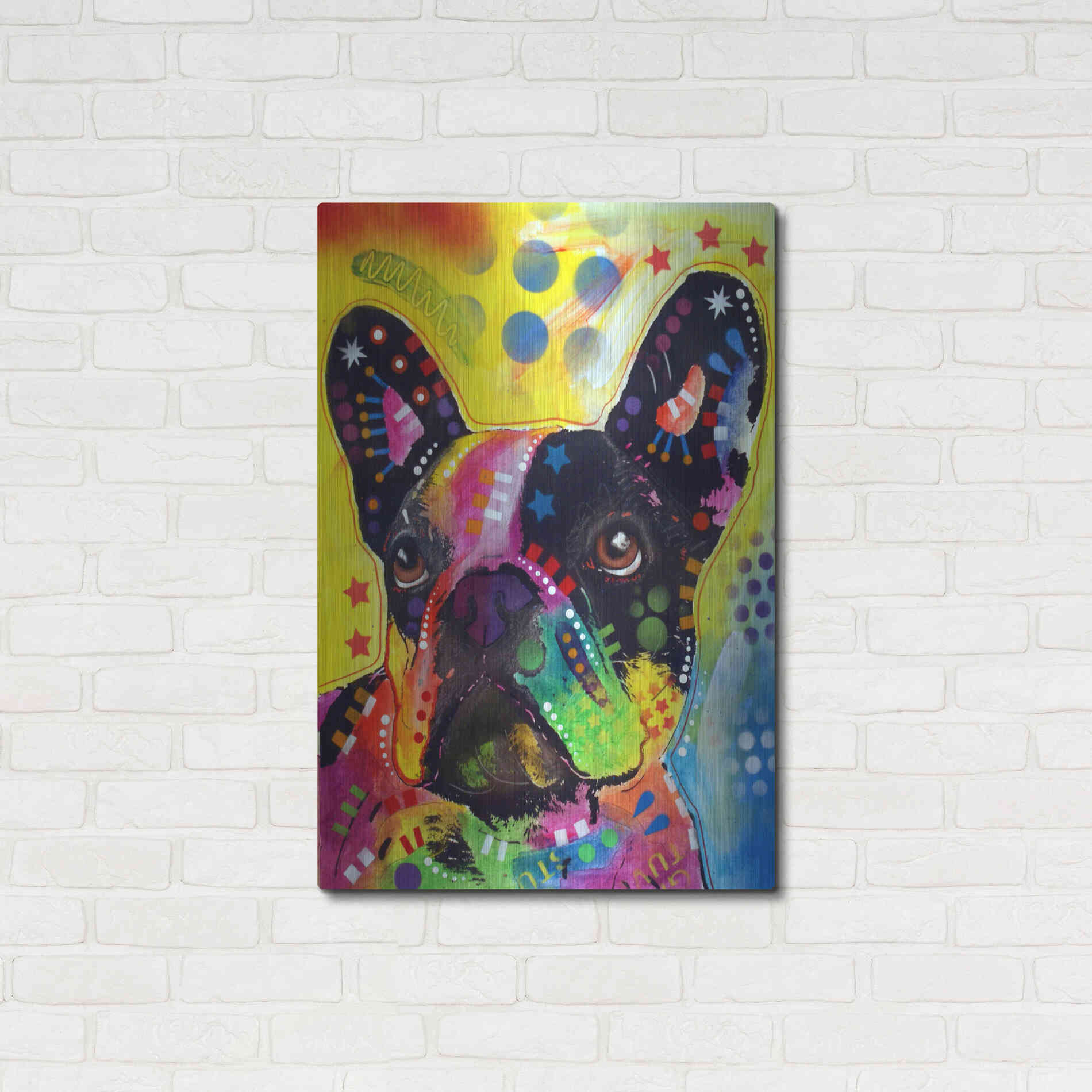 Luxe Metal Art 'French Bulldog 2' by Dean Russo, Metal Wall Art,24x36