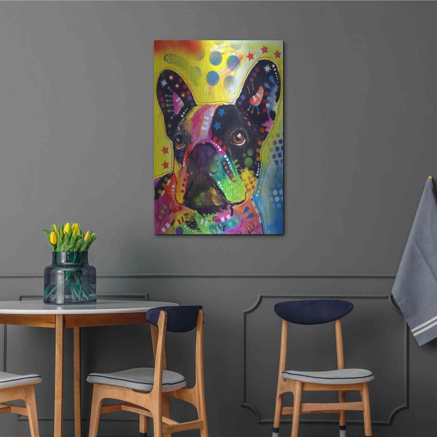 Luxe Metal Art 'French Bulldog 2' by Dean Russo, Metal Wall Art,24x36