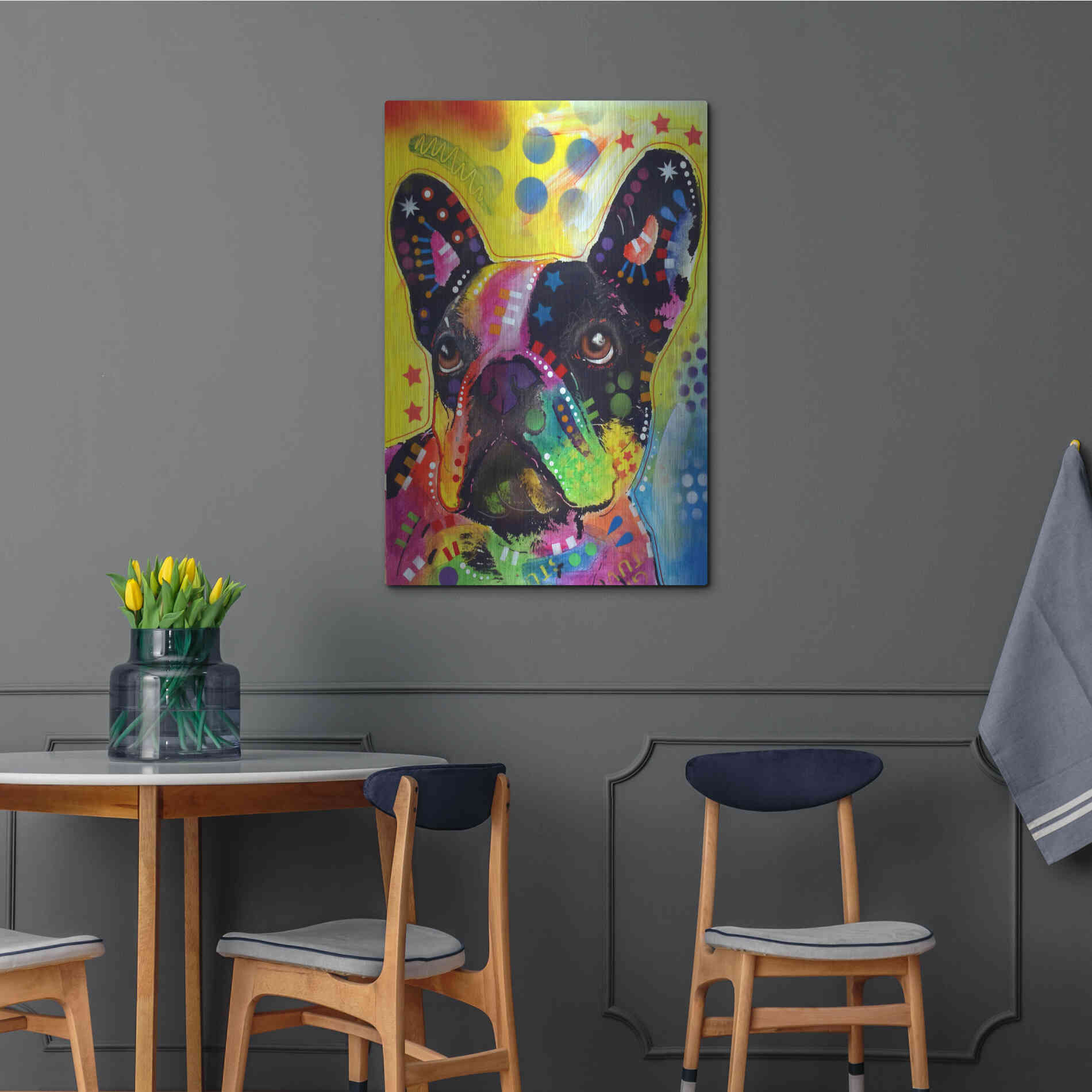 Luxe Metal Art 'French Bulldog 2' by Dean Russo, Metal Wall Art,24x36