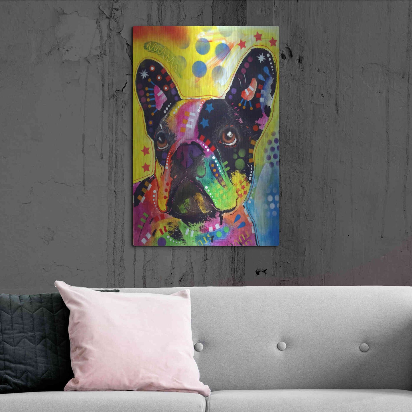 Luxe Metal Art 'French Bulldog 2' by Dean Russo, Metal Wall Art,24x36