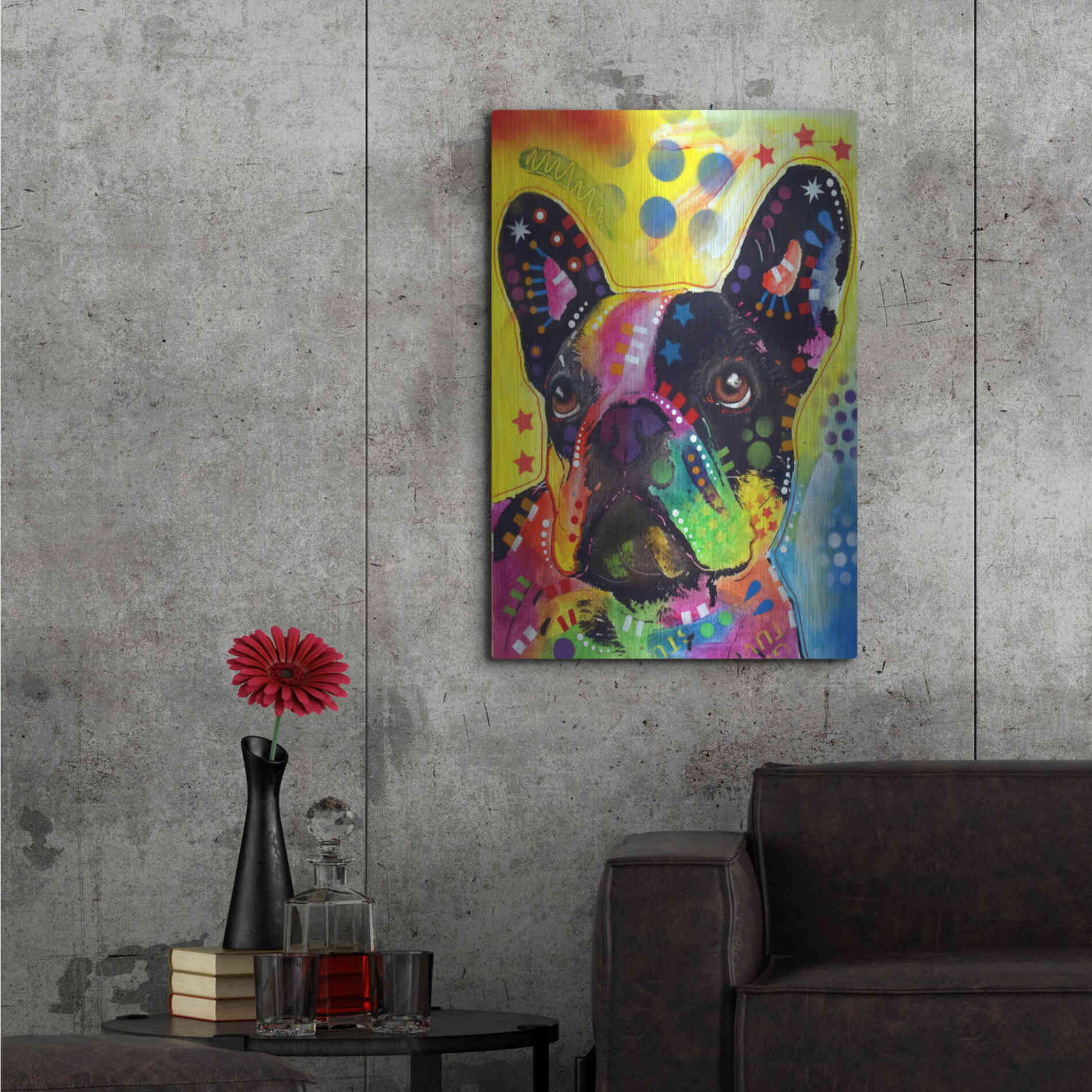 Luxe Metal Art 'French Bulldog 2' by Dean Russo, Metal Wall Art,24x36